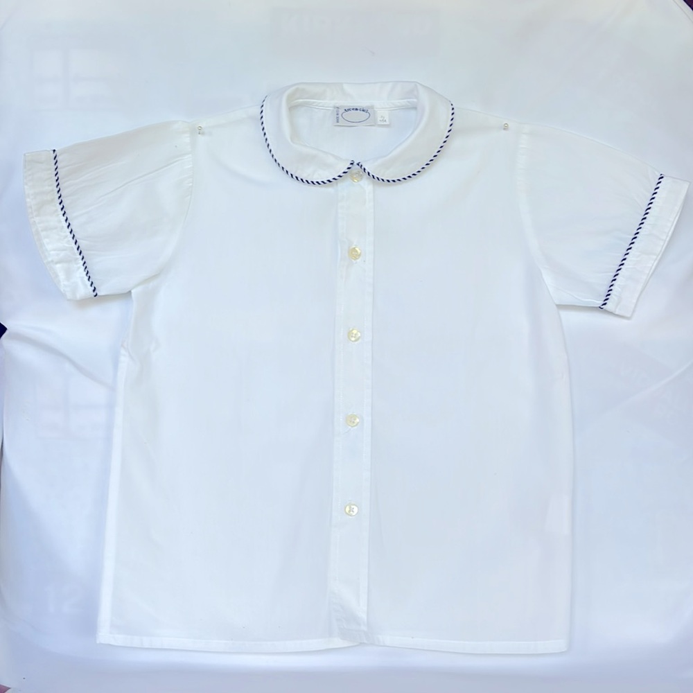 VINTAGE NWOT ITALIAN ARC-EN - CIEL CLASSIC WHITE  KIDS SHIRT BLUE TRIM UNISEX 4T - Picture 14 of 14